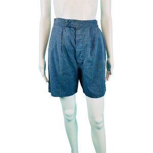 Vintage 1960s High Waisted Shorts Blue Multicolored Speckled | W 24"+